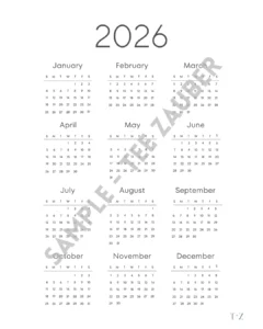 Family calendar page 1