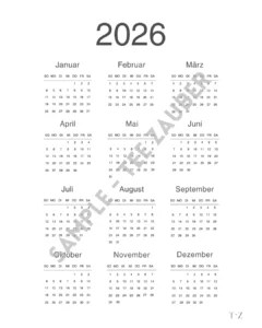 Family Calendar German 2026 Page 1