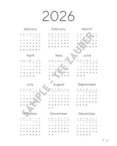 Family Calendar German 2026 Page 2