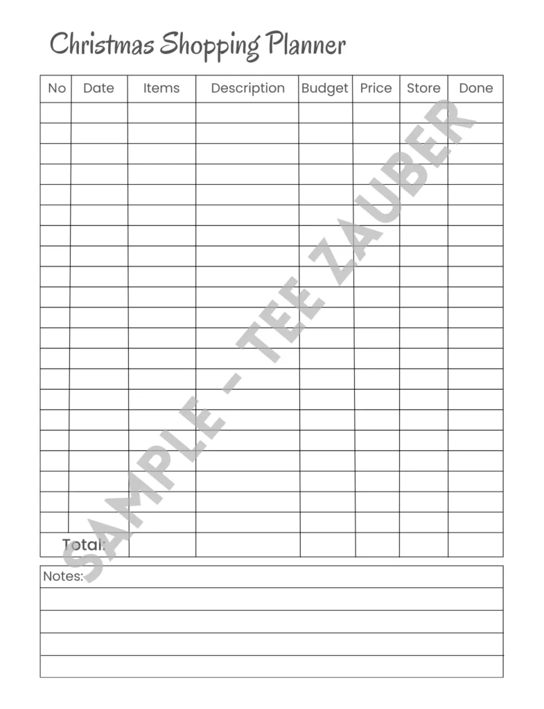 2026 christmas shopping planner