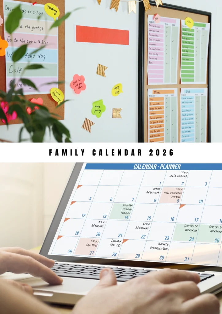 Family calendar 2026 english